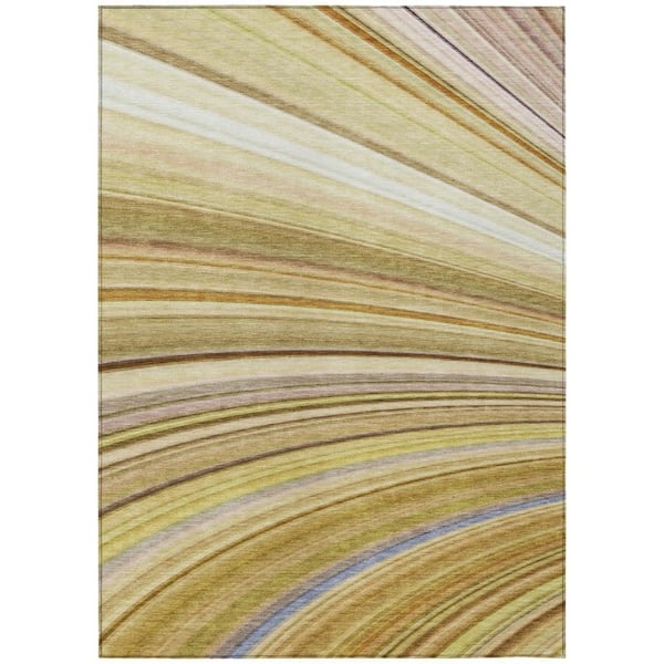 HomeRoots Beige, Taupe, Ivory 8 ft. x 10 ft. Woven Abstract Polyester Rectangle Indoor / Outdoor Area Rug