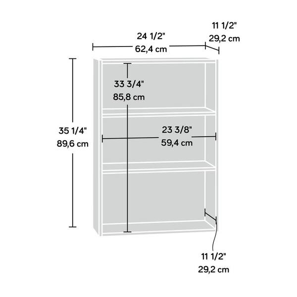 3 Shelf Standard Bookcase, Typical Bookcase Shelf Height