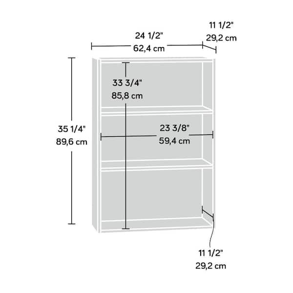 35.25 in. Cinnamon Cherry Faux Wood 3-shelf Standard Bookcase with