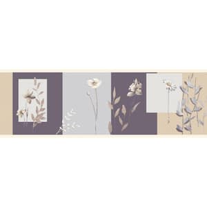 Falkirk Dandy Silver, Mauve, Beige Flowers, Shapes Geometric Peel and Stick Wallpaper Border