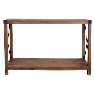 46.5 in. Brown Rectangle Acacia Wood Rustic Entryway Console Table