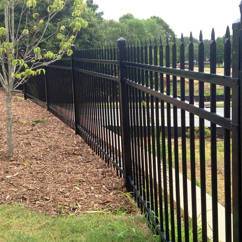ALEKO 64-Foot Black Steel 8-Panel Straight Top Fence Kit