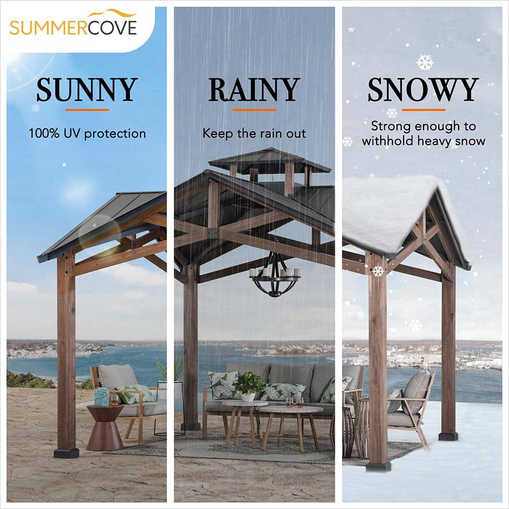 Sunjoy 12.5 ft Cedar Frame Gazebo with Black Steel Roof