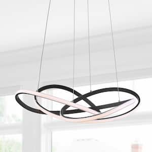 Alexia 25 in. Black Abstract Integrated LED Metal Adjustable Pendant