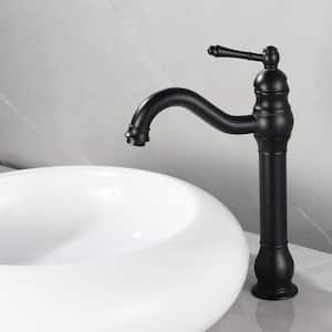 Single Hole Single Handle Waterfall Vessel Sink Faucet in Matte Black