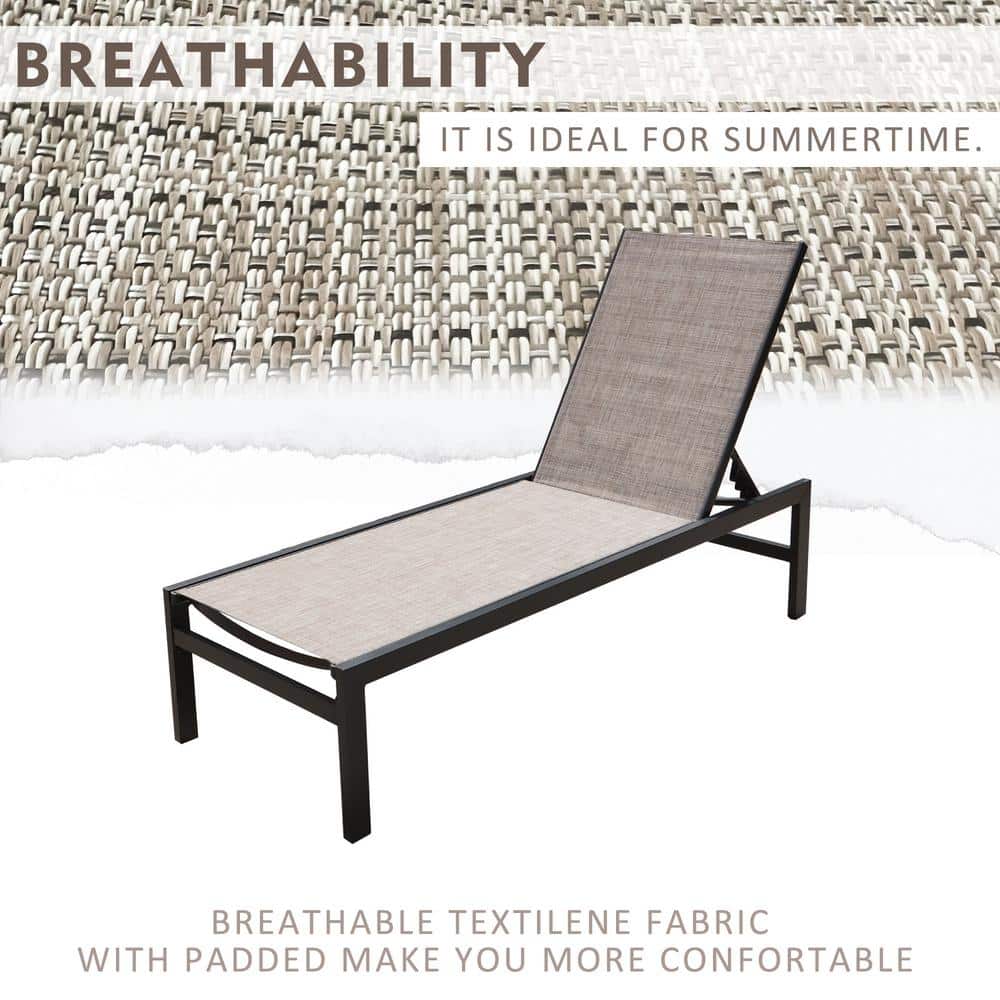 Kozyard 2-Piece Gray and Black Aluminum Outdoor Chaise Lounge Set