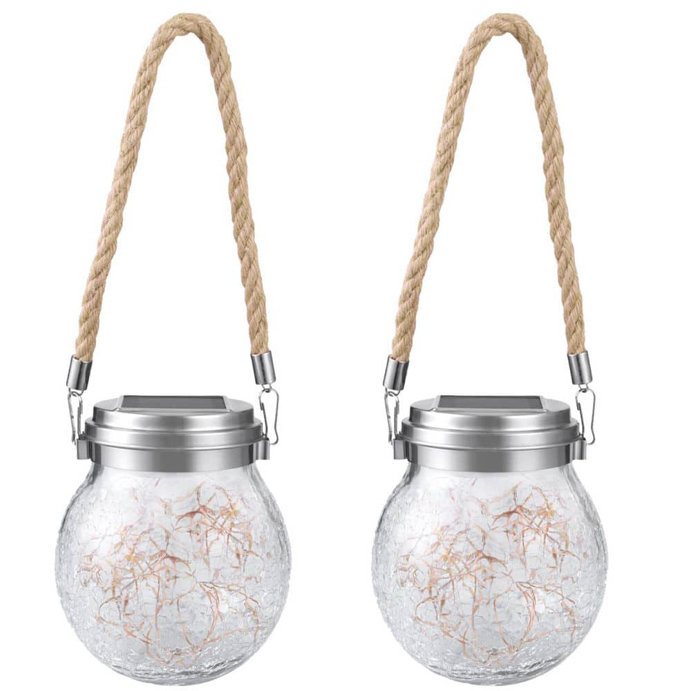 2-Pack Solar Powered Outdoor Gold Tree Lanterns Lights LED Weather Resistan