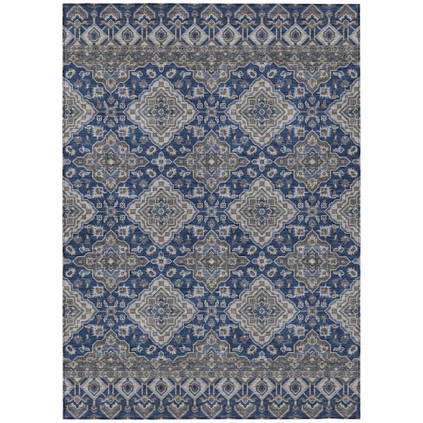 Chantille Machine Washable Indoor/Outdoor Abstract ACN3104 Navy 3 ft. x 5 ft. Area Rug