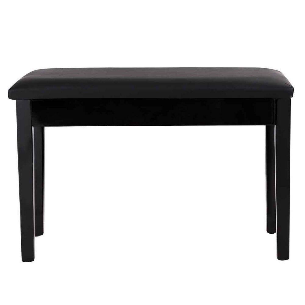 Elegant Solid Wood and Black PU Leather Double Duet Piano Bench with Storage