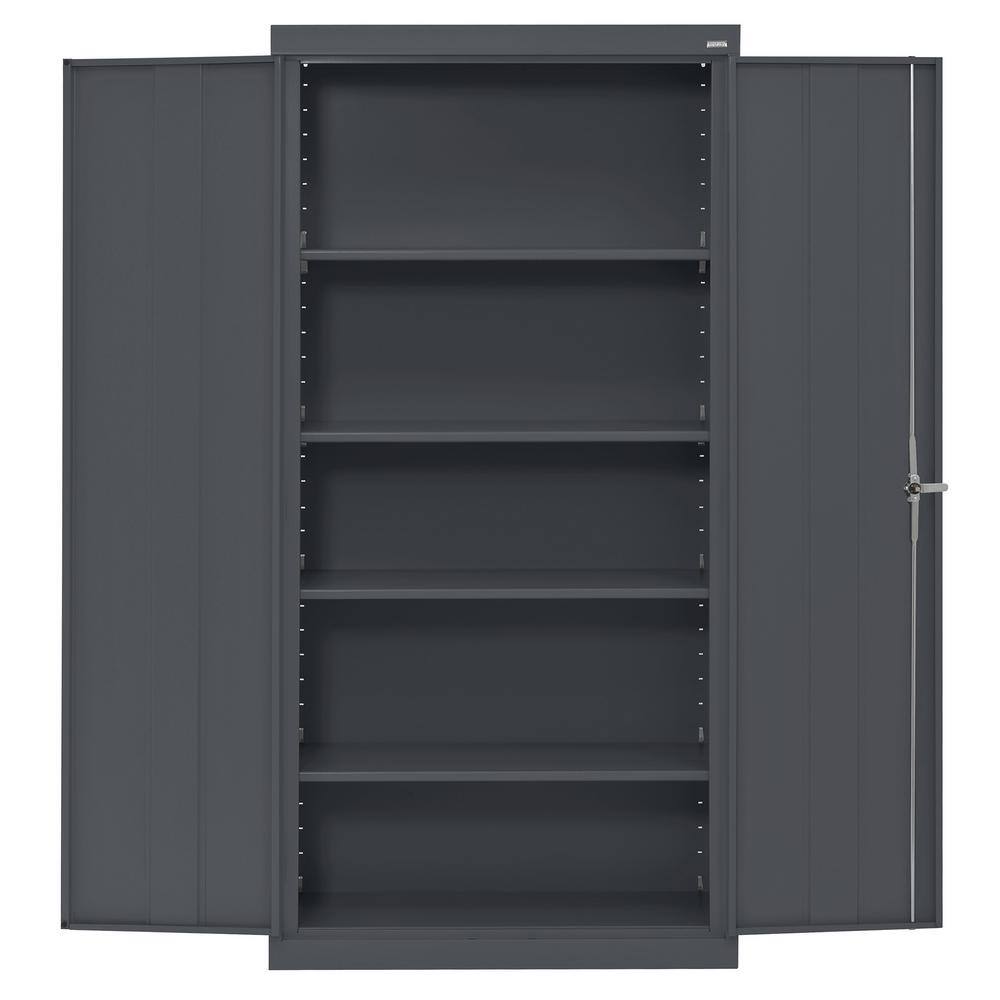 Charcoal Gray Lockable Office Storage Cabinet with Adjustable Shelves