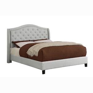 Dyevera Warm Gray Fabric Upholstered Full Platform Bed
