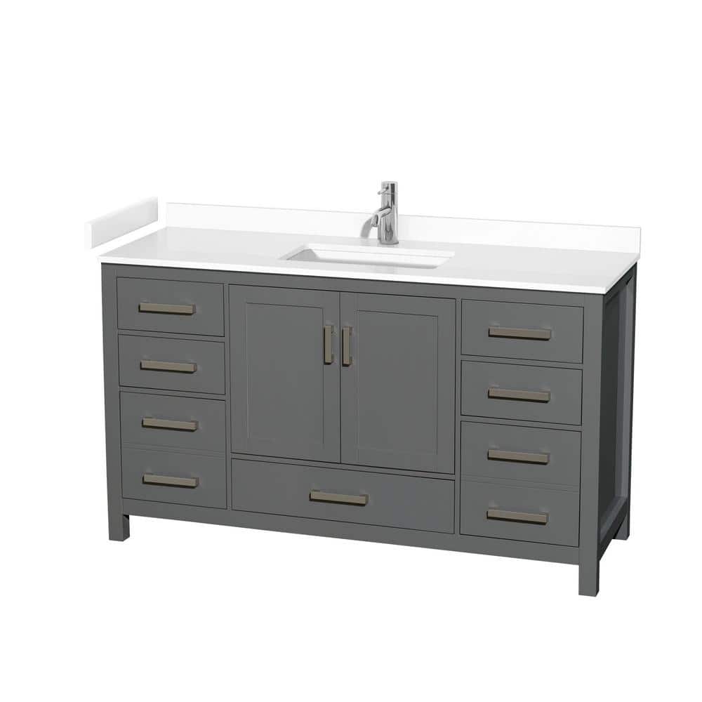 Sheffield 60 in. W x 22 in. D Single Bath Vanity in Dark Gray with Cultured Marble Vanity Top in White with White Basin price history on PriceWatchPro