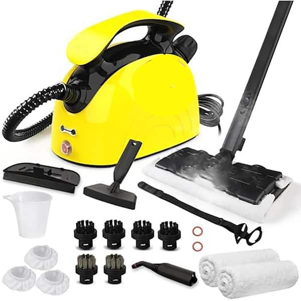 Commercial Corded Steam Cleaner for Floors Grout Tiles Carpet Cars in Yellow with Child Lock Chemical-Free Cleaning
