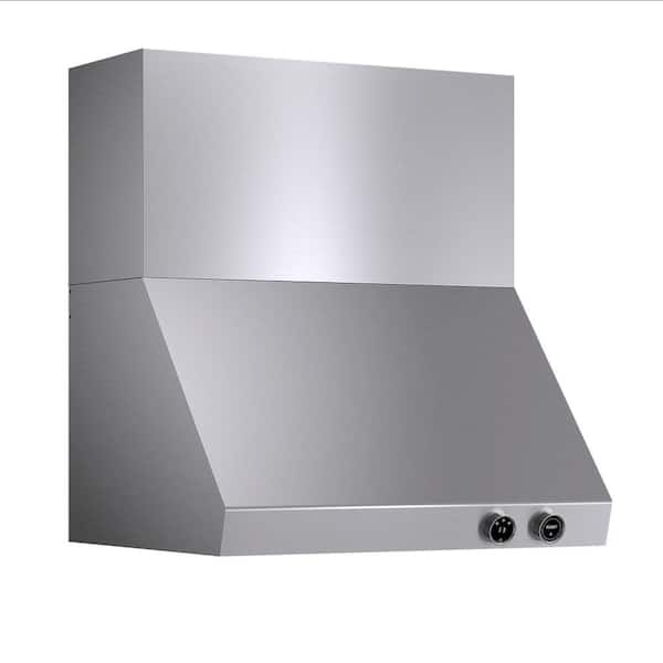 30 in. 4.2 cu. ft. 4 Burners Dual Fuel Range for Natural Gas in Stainless Steel + Wall Mount Range Hood
