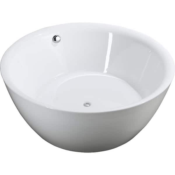 Pescara 59.04 in. Acrylic Flatbottom Non-Whirlpool Freestanding Bathtub in Glossy White