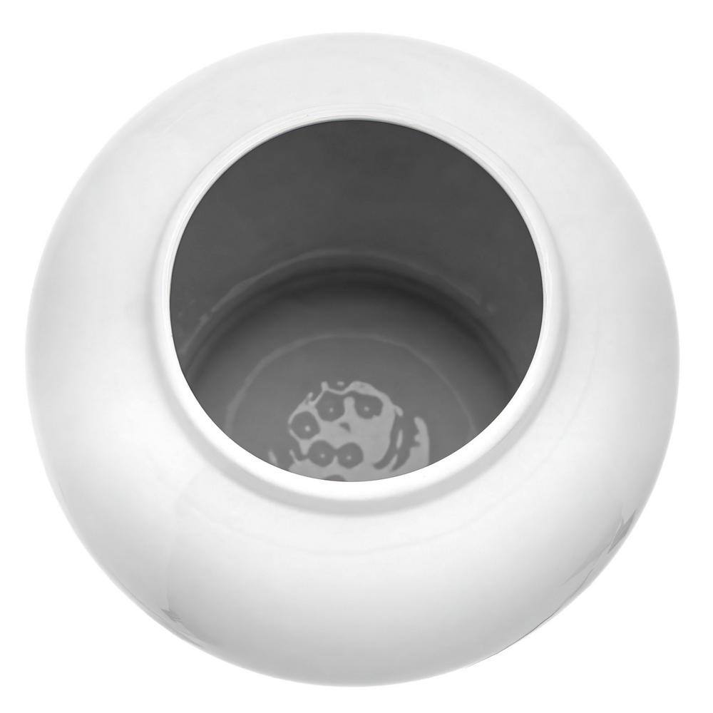 18" Glossy White Porcelain Temple Jar