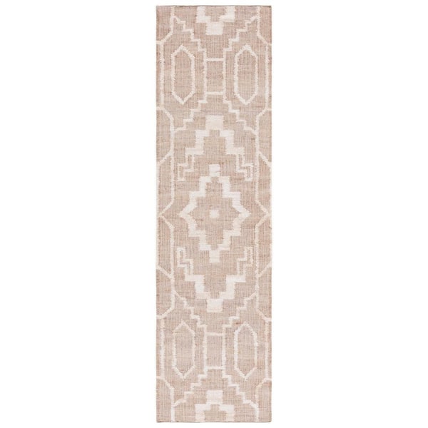 SAFAVIEH Natural Fiber Gray/Ivory 2 ft. x 9 ft. Modern Geometric Runner Rug