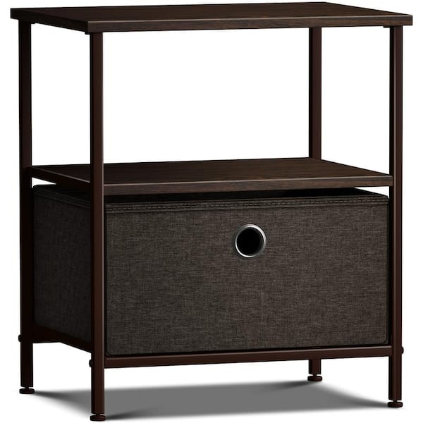 Sorbus 1-Drawer Brown Nightstand 18.37 in. H x 15.75 in. W x 15.75 in. D