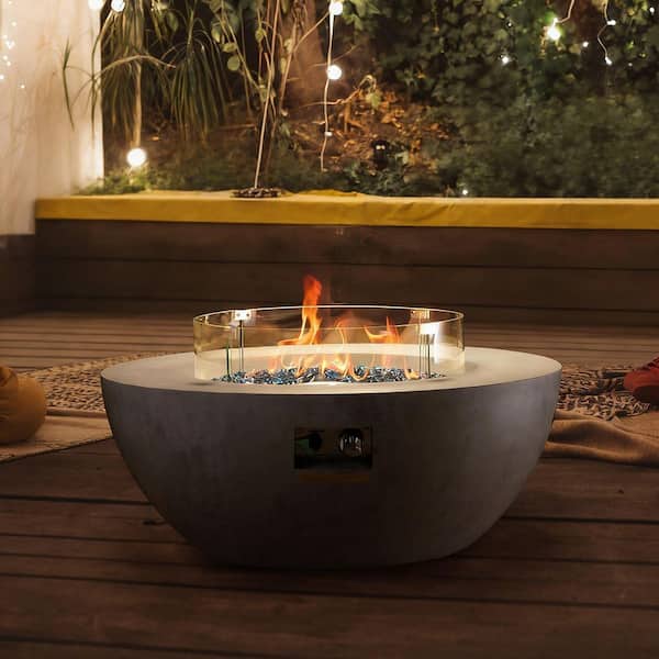 Propane Fire Pit 39 in. 50000 BTU Tabletop with Lava Rocks, Flame Height Camping Fire Pit for Heating 2025 Upgrade