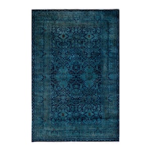 Navy 4 ft. 7 in. x 6 ft. 9 in. Fine Vibrance One-of-a-Kind Hand-Knotted Area Rug
