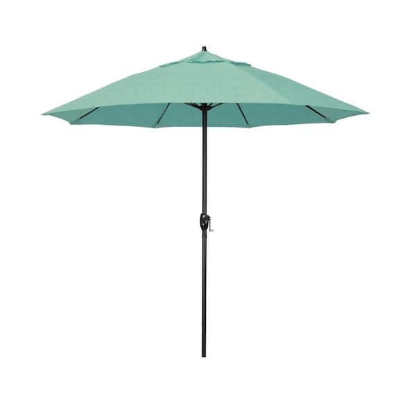 California Umbrella 7.5 ft. Bronze Aluminum Market Patio Umbrella with Fiberglass Ribs and Auto Tilt in Spectrum Mist Sunbrella