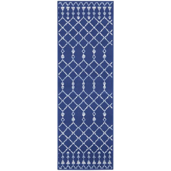 2 ft. x 8 ft. White Moroccan Washable Area Rug Runner Rug