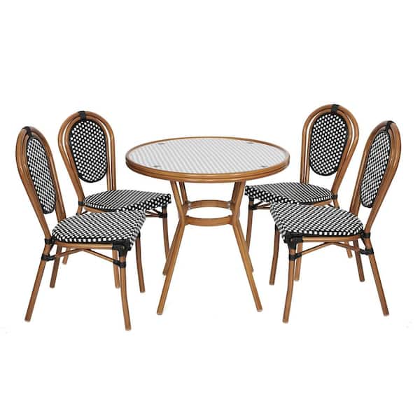 Unbranded Brown 5-Piece Aluminum Outdoor Dining Set