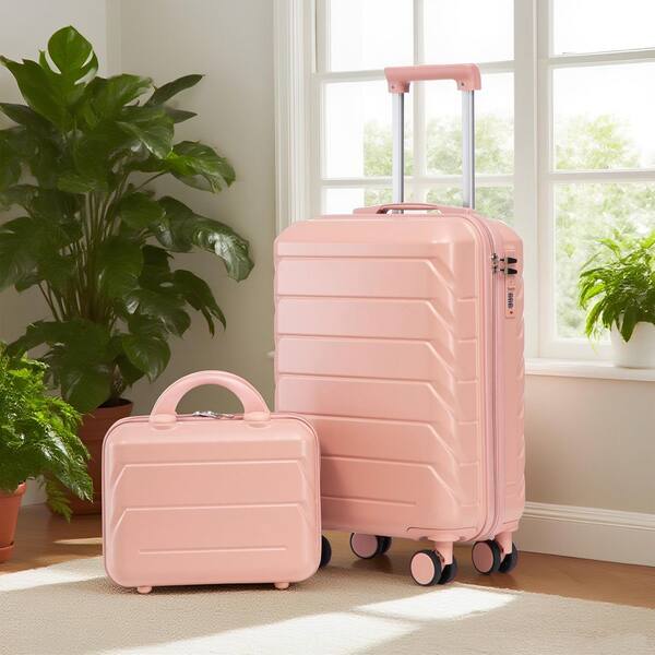 Tatahance 2-Piece 20 in. Pink ABS Hardside Spinner Luggage Set