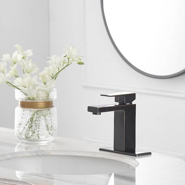 Single Hole Single-Handle Low-Arc Bathroom Faucet With Pop-up Drain Assembly in Oil Rubbed Bronze