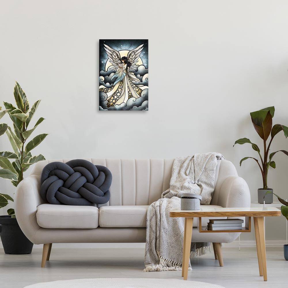 Classic Angel and Baby in Clouds by Mandie Manzano Unframed Religious Graphic Art Print 24 in. x 16 in. price history on PriceWatchPro