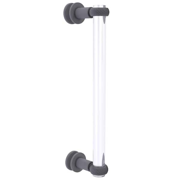 Allied Brass Clearview 12 in. Single Side Shower Door Pull with Twisted Accents in Matte Gray