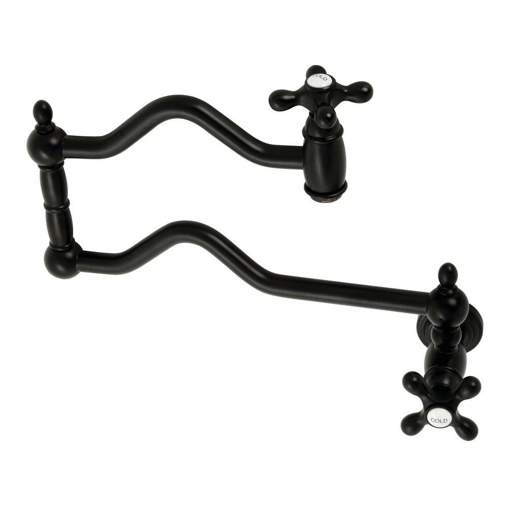 Kingston Brass Heritage Wall Mount Pot Filler Faucets in Matte Black