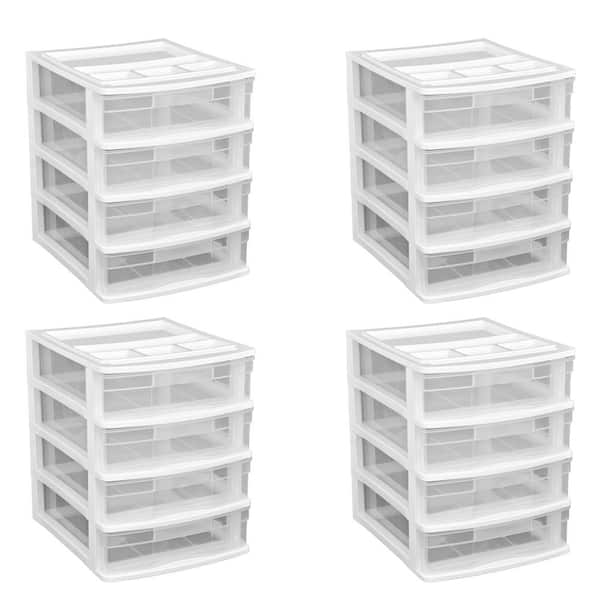 4-Drawer Desk and Countertop Storage Bin with Organizer Lid (4-Pack)