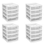 Gracious Living 4 Drawer Multipurpose Desktop Storage Bin Unit with  Organizer Lid for 8.5 x 11 Inch Paper Documents and Supplies, Black (4 Pack)