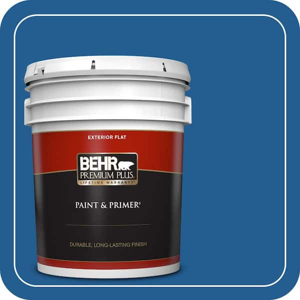 BEHR PREMIUM PLUS 5 gal. #S-G-570 Sapphire Lace Flat Exterior Paint & Primer
