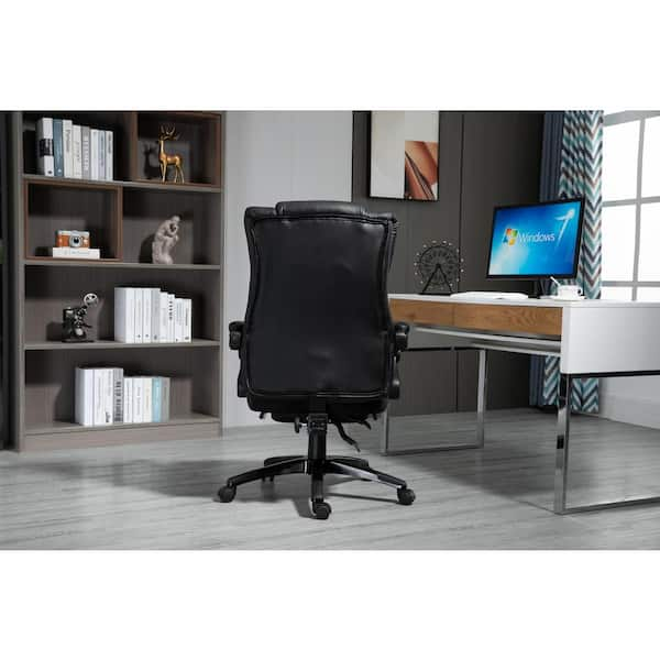 Vinsetto Executive High Back Office Chair Executive Computer Desk Chair with PU Leather, Adjustable Height and Retractable Footrest, Black