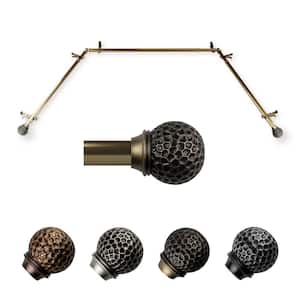 Ushasi 20-36 in. sides, 38-72 in. center Adjustable Bay Window Curtain Rod 13/16 in. in Antique Brass with Finial
