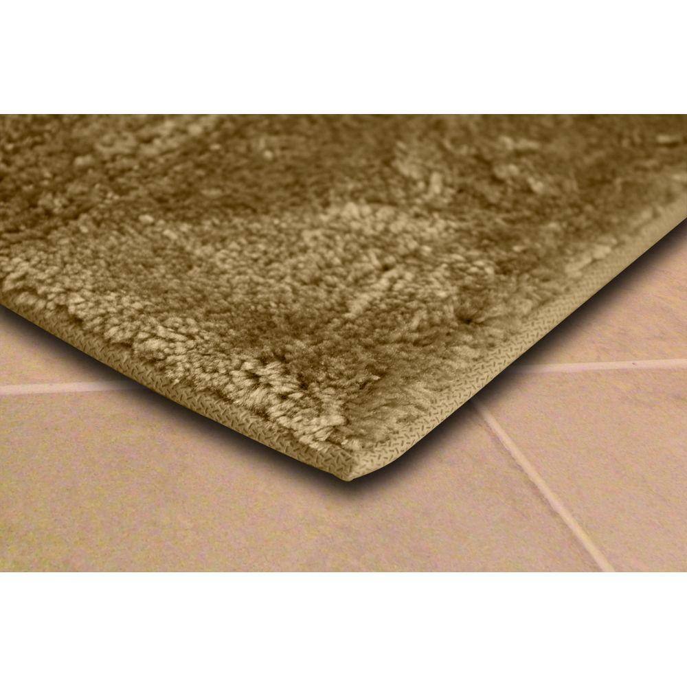 Essence 3-Piece Nylon Washable Bathroom Rug Set in Linen