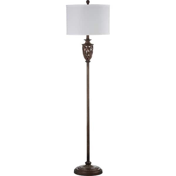SAFAVIEH Marion 61 in. Natural Floor Lamp with Off-White Shade