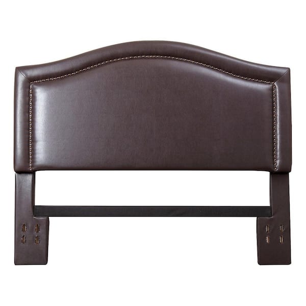 Unbranded Raleigh Dark Brown King/Cal king leather Upholstered Headboard with Nailhead-Trim