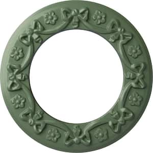7/8" x 12-1/4" x 12-1/4" Polyurethane Ribbon with Bow Ceiling, Hand-Painted Athenian Green