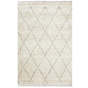 Shaggy Moroccan Bohemian Shaggy Moroccan Linen 9 ft. x 12 ft. Hand-Knotted Area Rug