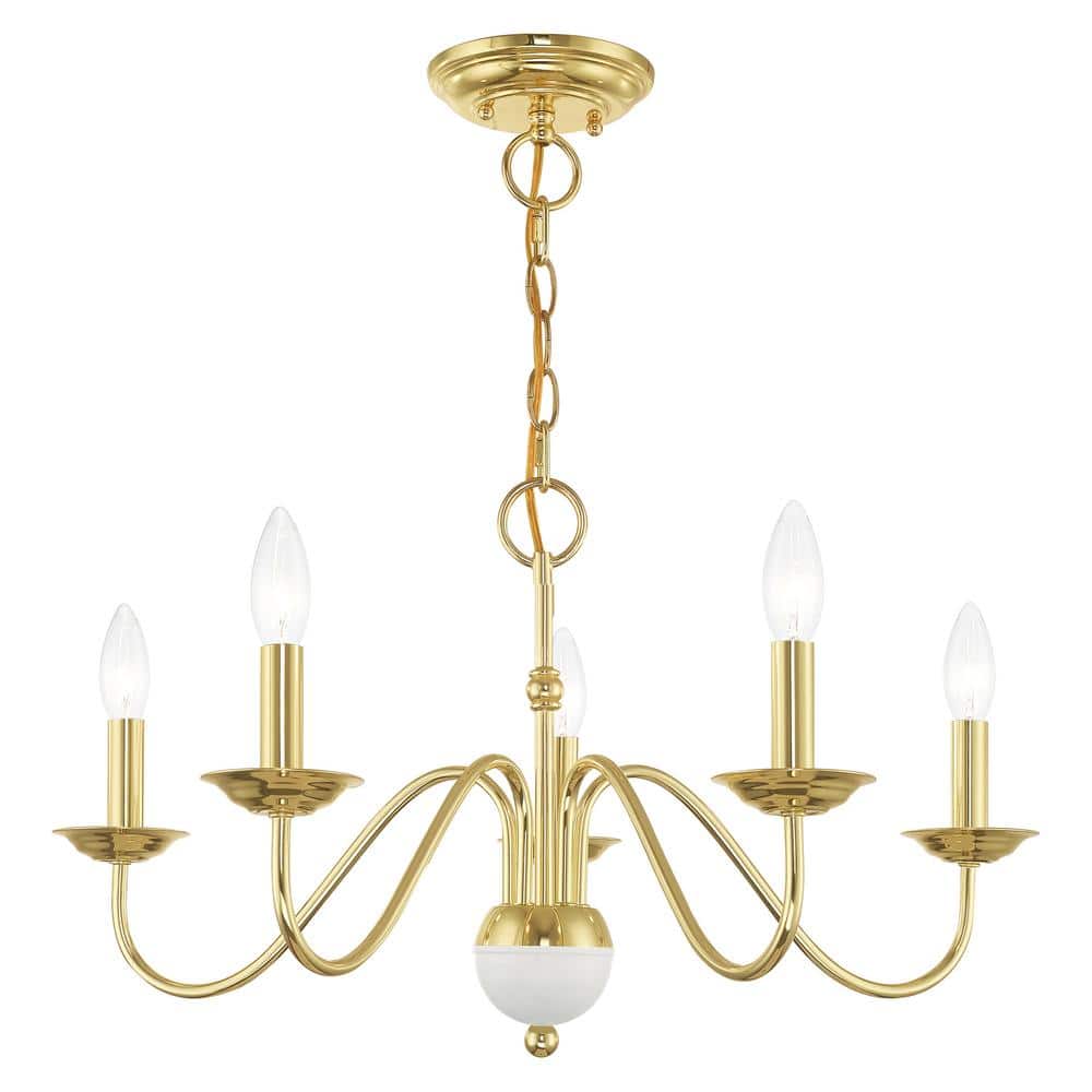 Polished Brass 5-Light Candelabra Chandelier