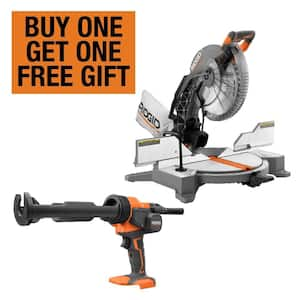 15 Amp Corded 12 in. Dual Bevel Miter Saw with LED Cutline Indicator and 18V Cordless 10 oz. Caulk and Adhesive Gun