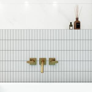 Porcetile Matte White 11.2 in. x 11.91 in. Stacked Porcelain Mosaic Wall and Floor Tile (9.3 sq. ft./Case)