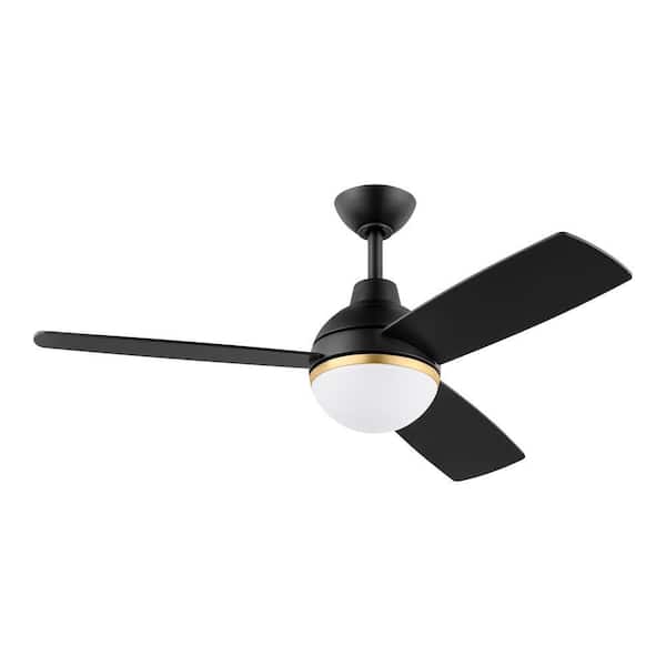 Hampton Bay Blaketon 46 in. Indoor/Covered Outdoor Matte Black Modern Ceiling Fan with Integrated LED and Remote Control
