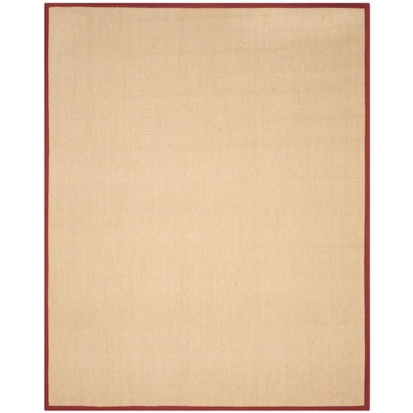 Natural Fiber Maize/Burgundy 9 ft. x 12 ft. Woven Border Area Rug