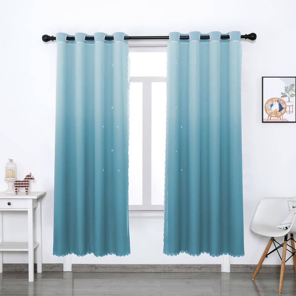 Pro Space Blue 52 in. W x 96 in. L Room Darkening Curtains Monochrome  Gradient Curtains for Kids Room (2 Panels) KC2G5296B The Home Depot