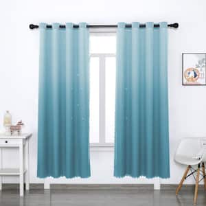Blue 52 in. W x 96 in. L Room Darkening Curtains Monochrome Gradient Curtains for Kids Room (2 Panels)