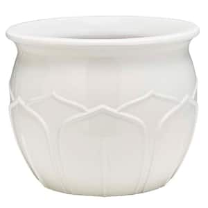 Atkinson Medium 13.8 in. x 11.4 in. 18 qt. White Ceramic Outdoor Planter